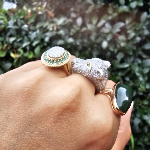 Sterling Silver Encrusted Panther Ring - Picture 6 of 7